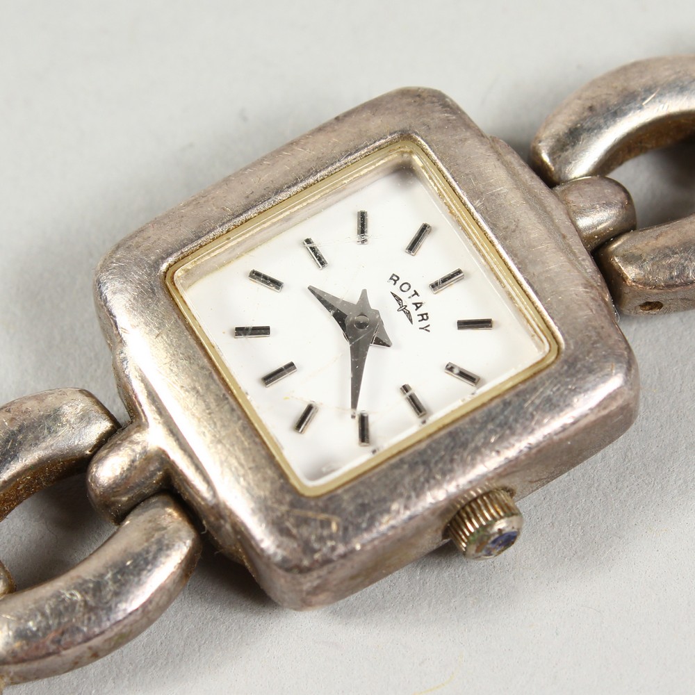 A LADIES SILVER ROTARY WRISTWATCH, with papers, in a blue Rotary box. - Image 2 of 12