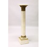 A GOOD 20TH CENTURY MARBLE AND ORMOLU COLUMN, with a square top, octagonal shaped Corinthian column,