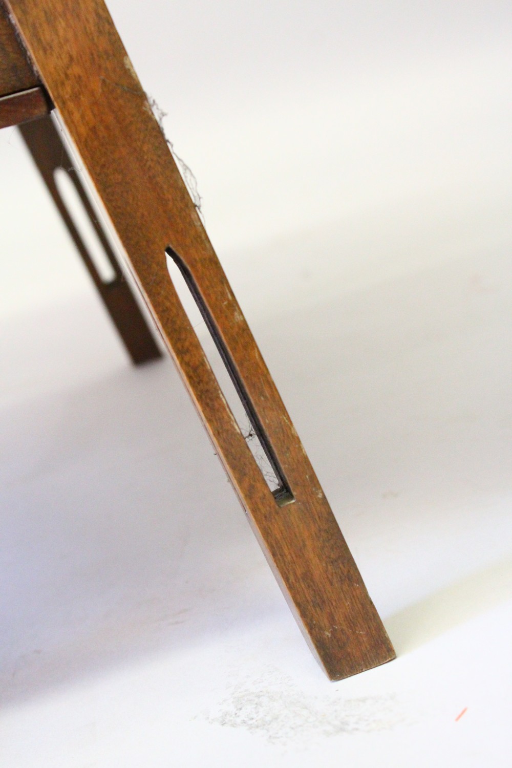 AN EDWARDIAN MAHOGANY AND INLAID TWO-TIER OCCASIONAL TABLE, on pierced square legs. 58cms wide x - Image 9 of 9