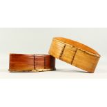 AN OVAL BIRCH BOX AND COVER. 24cms long.