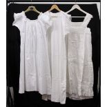 FOUR VICTORIAN/EDWARDIAN COTTON NIGHTDRESSES, some with lace/broderie anglaise trim.