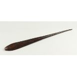 A SMALL WOOD SPEAR SHAPE HAND CLUB, possibly Pacific Island. 47cms long.