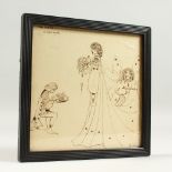 CECIL WALTON, "The Bride", a small ink drawing, signed and dated 2 Nov. 1905. 19cms wide.