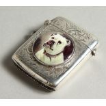 AN ENGRAVED VESTA LIGHTER, with bulldog. Birmingham 1888.