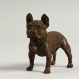 A SMALL BRONZE OF A STANDING DOG. 7cms long.