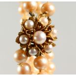 A GOOD DOUBLE ROW PEARL BRACELET, with gold clasp.
