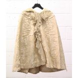 LATE VICTORIAN CREAM SILK CAPE, fully lined with handmade lace collar.