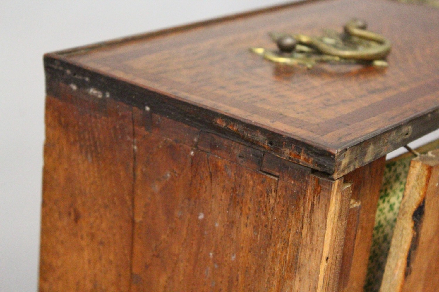 A 19TH CENTURY OAK COFFER BACK, with a plain plank top, triple panel front and two drawers, on - Image 10 of 11