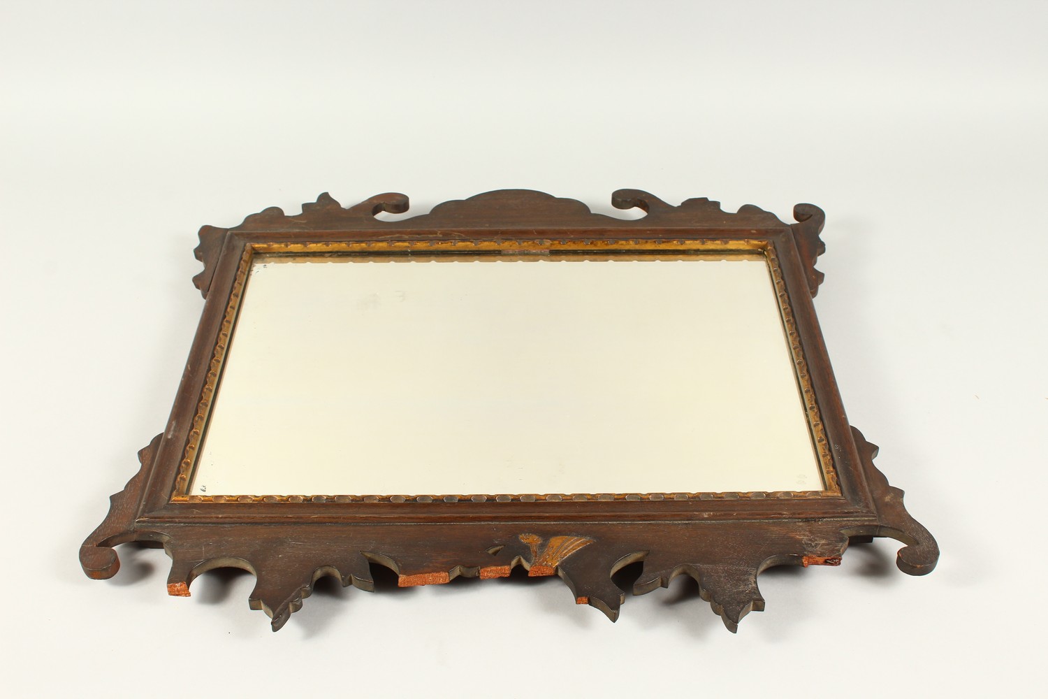 A GEORGIAN STYLE MAHOGANY FRETWORK FRAMED MIRROR. 54cms high x 56cms wide. - Image 2 of 8