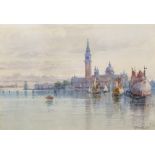 Thomas Greenhalgh (act.c.1848-1906) British. The Lagoon, Venice, with Sailing Boats, Watercolour,