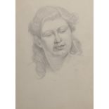 Ernest Proctor (1886-1935) British. Portrait of a Lady, Pencil, Inscribed on a label on the reverse,