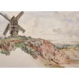 William Parrot (19th - 20th Century) British. 'Study of Landscape and Windmill', a Sketch,