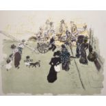 After Pierre Bonnard (1867-1947) French. A Street Scene with Figures, Lithograph, 11" x 14".