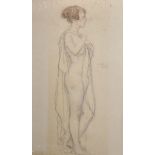 Bryson Burroughs (1869-1934) American. Figure Study of a Semi Naked Lady, Pencil and Crayon,