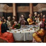 Studio of Juan de Flanders (1460-1519) Dutch. 'The Last Supper', Oil on Panel, 26" x 28.5".