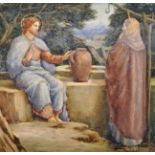 Early 20th Century English School. "Jesus at the Well & The Woman of Samaria", Watercolour, Signed