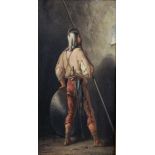 Mickail Grivavi (19th Century) European. The Back view of an Armed Guard, Oil on Panel, Indistinctly