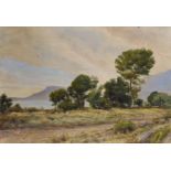 P... Malivoire (19th Century) French. A Landscape, with a Coast beyond, Watercolour, Signed, 26" x