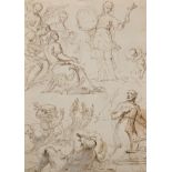 18th Century Italian School. Figure Studies, Ink and Pencil, Unframed, 12" x 8.75", and another