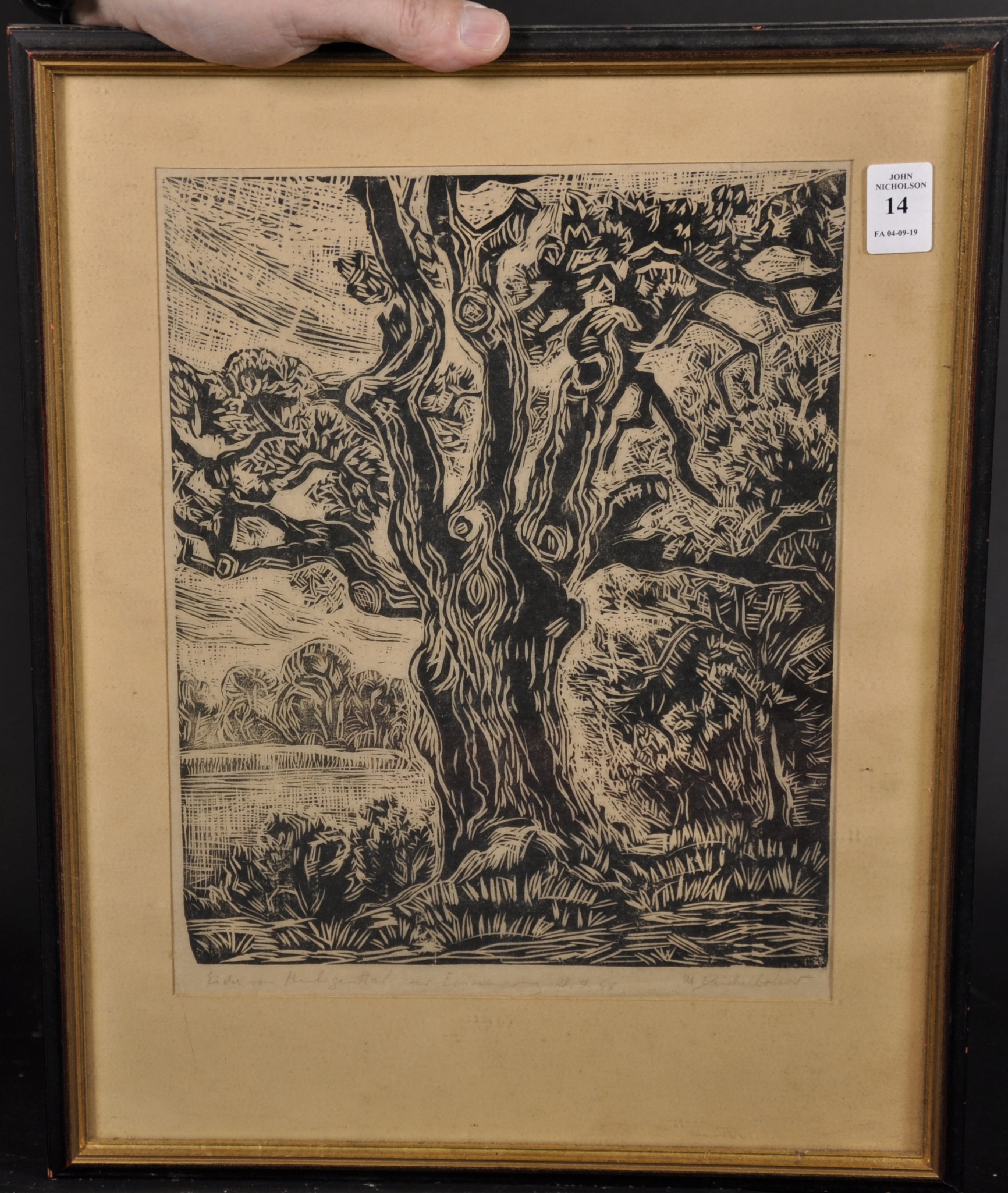 M... Deichelbol... (20th Century) German. Study of a Tree, Woodblock, Indistinctly Signed and - Image 2 of 5