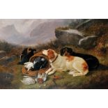 John Gifford (19th-20th Century) British. 'The Day's Bag', a Study of Spaniels with Dead Game, Oil