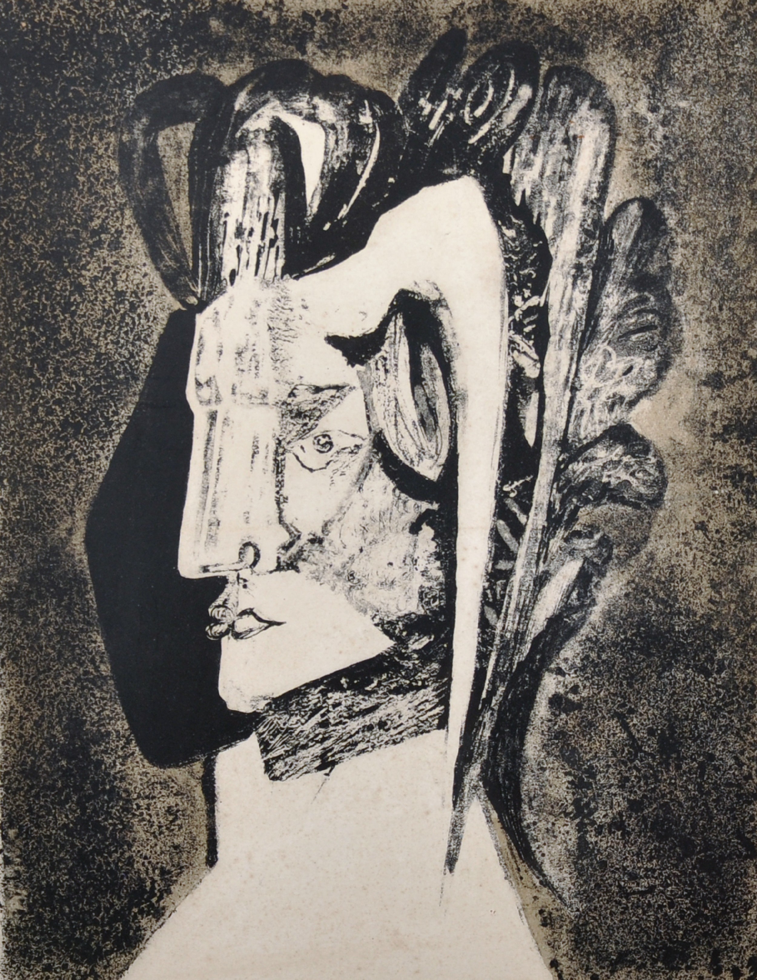 Robert Colquhoun (1914-1962) British. "Head of Absalom, 1960", Lithograph, 23" x 18".