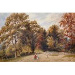 Circle of Thomas Baker of Leamington (1809-1869) British. A Woman and Children on a Country Road,