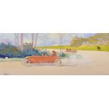 Ernest & Marguerite Gamy Montaut (19th - 20th Century) French. 'Racing Cars', Pochoir Print and