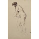 Denis William Reed (1917-1979) British. Study of a standing Naked Lady, Pen and Ink, Signed with