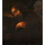 19th Century Spanish School. Study of a Saint in the Wilderness, Oil on Canvas, 29" x 23.5".