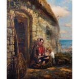 Manner of Alfred Joseph Woolmer (1805-1892) British. A Mother and Children, by a Cottage Door,