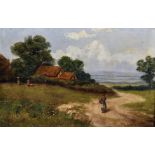 Early 20th Century English School. A Landscape with a Figure on a Path, Oil on Panel, bears an