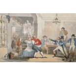 Circle of John Leech (1817-1864) British. Figures ready to Fight in an Interior, with other