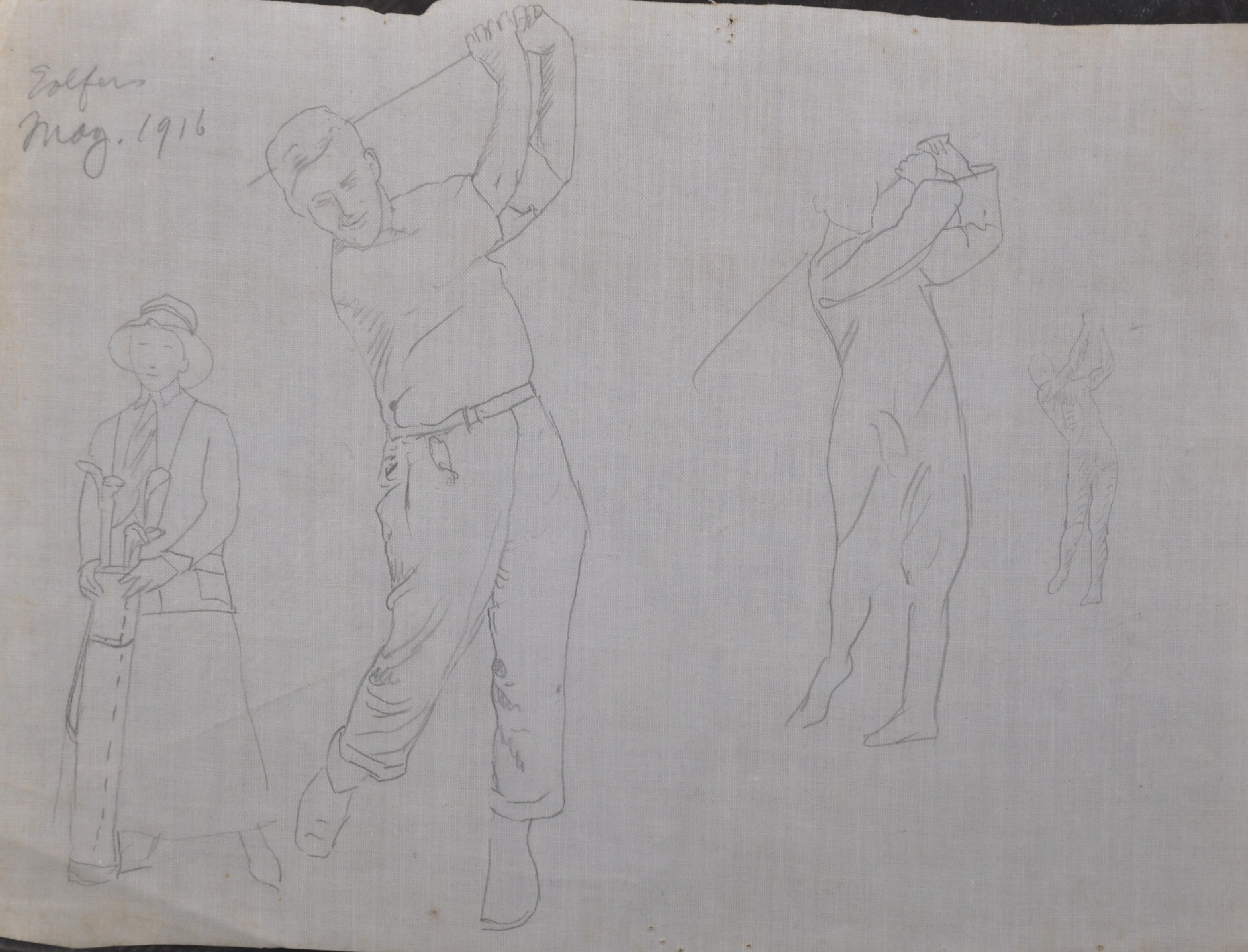 20th Century English School. A Study of a Golfer, Pencil, Inscribed 'Golfers May 1916', Unframed, 7"