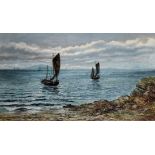 William Reid Mainds (19th Century) British. 'The Kirkcaldy Fishing Trawlers coming into Shore',