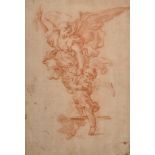 18th Century Italian School. Study of an Angel and Cherub, Sanguine, Unframed, Overall 14.5" x 10.