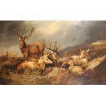 John Charles Morris (act.1851-1889) British. A Herd of Deer in a Mountainous Landscape, with Two