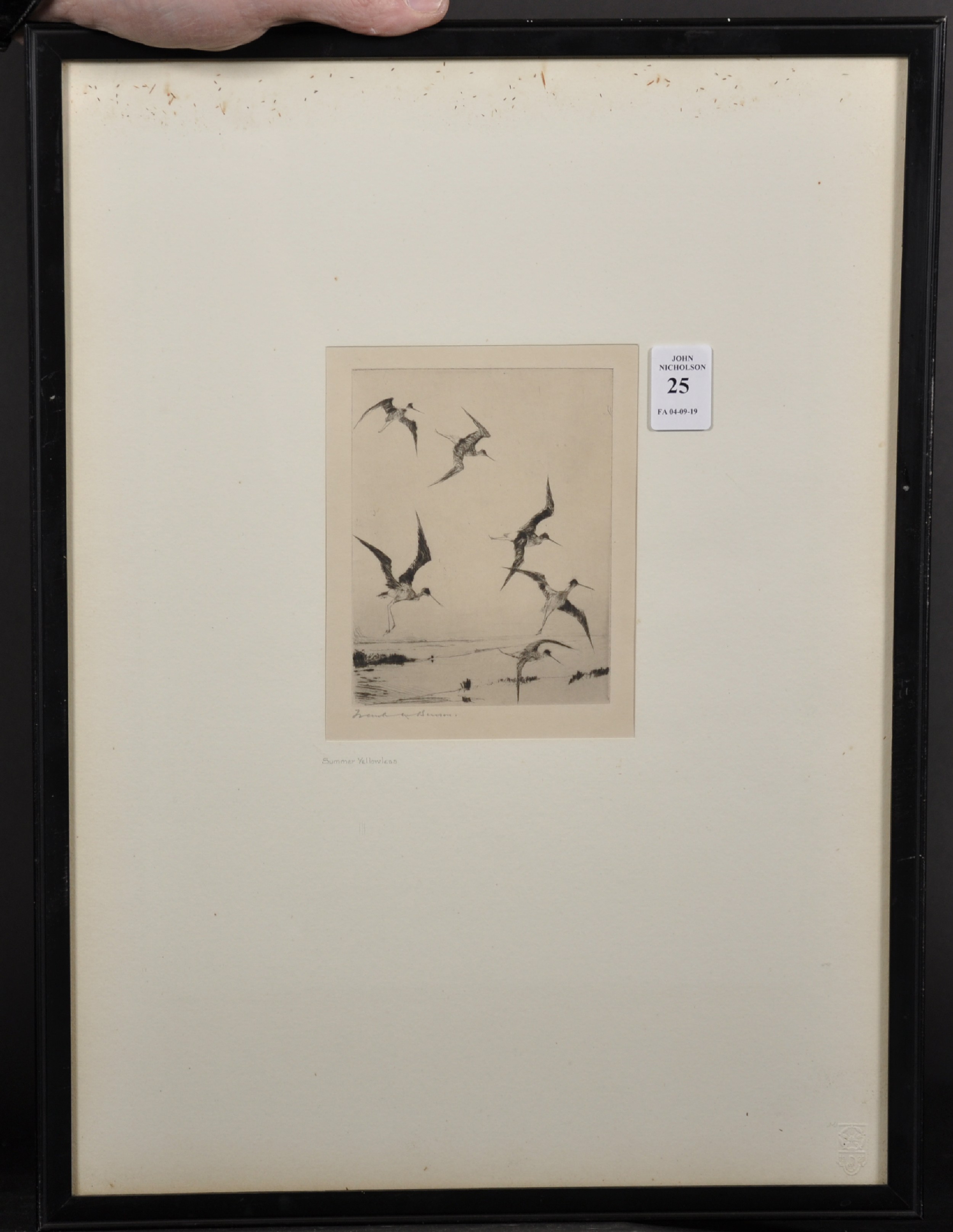 Frank Weston Benson (1862-1951) American. "Summer Yellowlegs", Etching, Signed in Pencil, and - Image 2 of 5