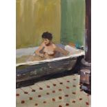 Sergei Feodorovitch Babkov (1920-1993) Russian. A Naked Lady, lying in a Bath, Watercolour, Signed