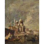 Manner of Francesco Guardi (1712-1793) Italian. A Capriccio Scene, with Figures in Gondolas in the