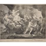 Louis Desplaces (1682-1739) French. After Louis de Boulogne (1654-1733) French. "Le Feu", Engraving,