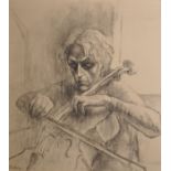 Zsuzsi Roboz (1929-2012) Hungarian/ British. "Paul Tortelier", A Study of the Musician playing the