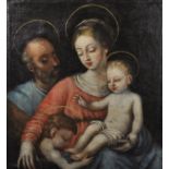 17th Century Cremonese School. The Holy Family, Oil on Canvas, Unframed, 31.5" x 28.25".