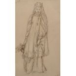 Reginald Hallward (1858-1948) British. 'The May Queen', Ink and Pencil, Signed, 8.5" x 5".