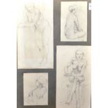 S... Sturrich (20th Century) British. Study of a Naked Lady, Pencil, Indistinctly Signed, 13" x 6.