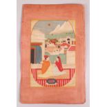 A GOOD 19TH CENTURY INDIAN MINIATURE MUGHAL ART HAND PAINTED PICTURE, the picture depicting the