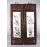 A LARGE PAIR OF CHINESE 19TH / 20TH CENTURY REPUBLIC STYLE FAMILLE ROSE PORCELAIN PANELS, both