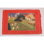 A GOOD 19TH CENTURY INDIAN MINIATURE MUGHAL ART HAND PAINTED PICTURE, the picture depicting the