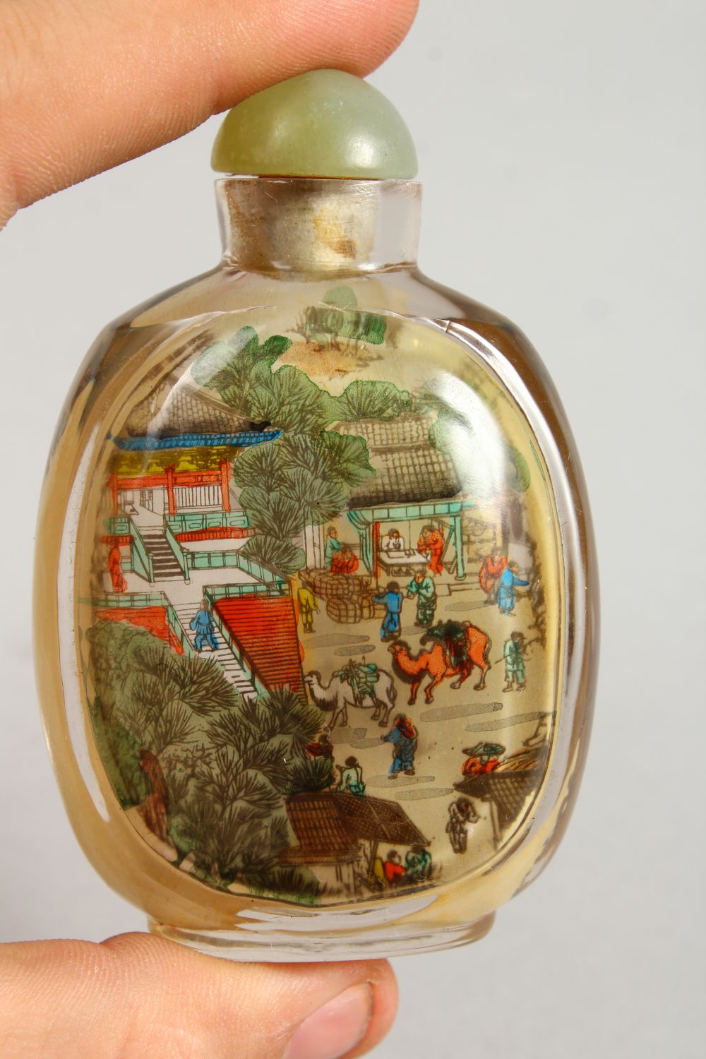 A GOOD SNUFF BOTTLE painted with a boat, buildings and figures, 8.5cm. - Image 2 of 10