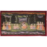 A VERY GOOD LARGE 19TH CENTURY INDIAN COTTON / TEXTILE PICHWAI PAINTING, the textile depicting